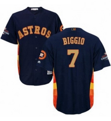 Youth Majestic Houston Astros 7 Craig Biggio Authentic Navy Blue Alternate 2018 Gold Program Cool Ba