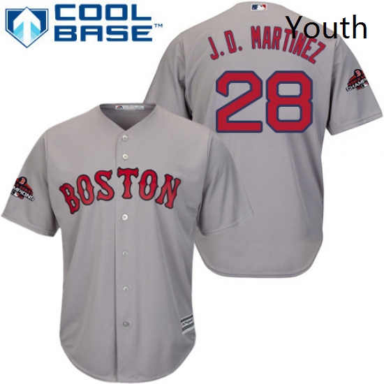 Youth Majestic Boston Red Sox 28 J D Martinez Authentic Grey Road Cool Base 2018 World Series Champi