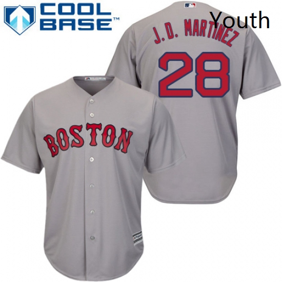 Youth Majestic Boston Red Sox 28 J D Martinez Authentic Grey Road Cool Base MLB Jersey