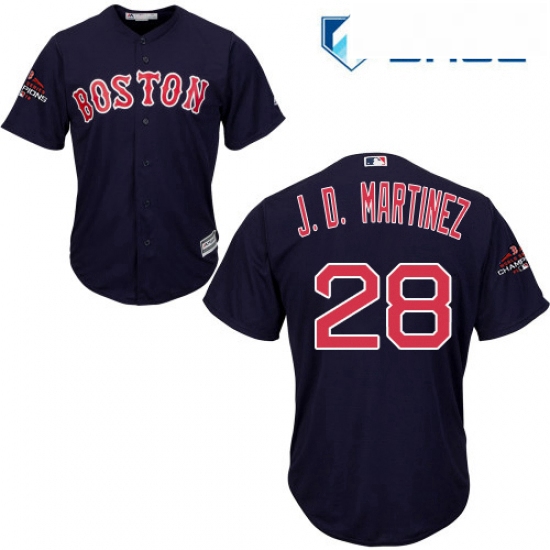 Youth Majestic Boston Red Sox 28 J D Martinez Authentic Navy Blue Alternate Road Cool Base 2018 Worl