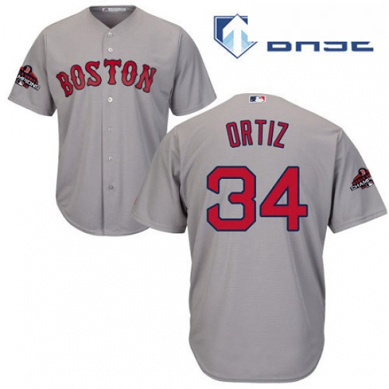 Youth Majestic Boston Red Sox 34 David Ortiz Authentic Grey Road Cool Base 2018 World Series Champio