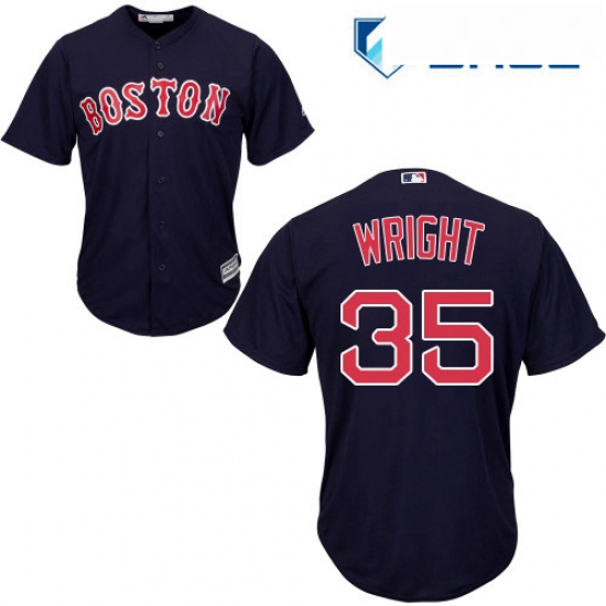 Youth Majestic Boston Red Sox 35 Steven Wright Authentic Navy Blue Alternate Road Cool Base MLB Jers