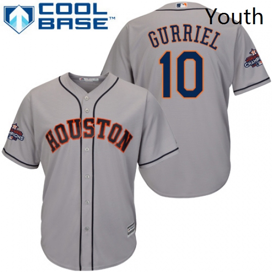 Youth Majestic Houston Astros 10 Yuli Gurriel Authentic Grey Road 2017 World Series Champions Cool B