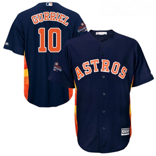 Youth Majestic Houston Astros 10 Yuli Gurriel Authentic Navy Blue Alternate 2017 World Series Champi