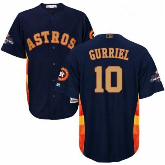 Youth Majestic Houston Astros 10 Yuli Gurriel Authentic Navy Blue Alternate 2018 Gold Program Cool B