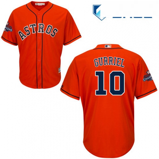 Youth Majestic Houston Astros 10 Yuli Gurriel Authentic Orange Alternate 2017 World Series Champions