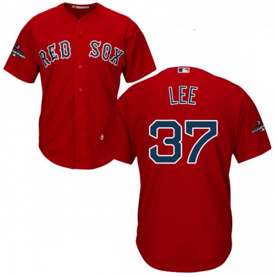 Youth Majestic Boston Red Sox 37 Bill Lee Authentic Red Alternate Home Cool Base 2018 World Series C