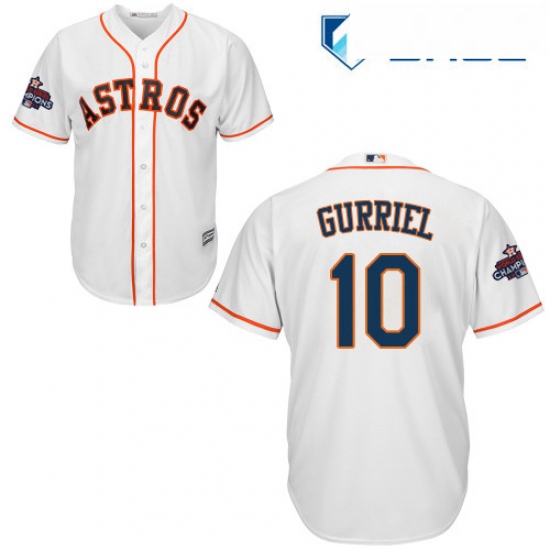 Youth Majestic Houston Astros 10 Yuli Gurriel Authentic White Home 2017 World Series Champions Cool 