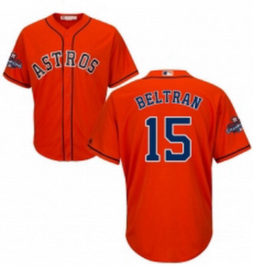 Youth Majestic Houston Astros 15 Carlos Beltran Authentic Orange Alternate 2017 World Series Champio