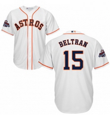 Youth Majestic Houston Astros 15 Carlos Beltran Authentic White Home 2017 World Series Champions Coo