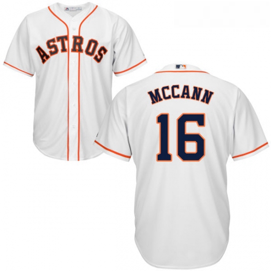 Youth Majestic Houston Astros 16 Brian McCann Replica White Home Cool Base MLB Jersey