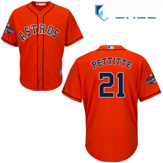 Youth Majestic Houston Astros 21 Andy Pettitte Authentic Orange Alternate 2017 World Series Champion