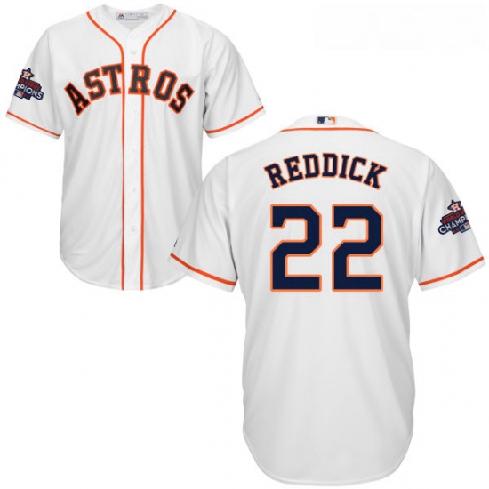 Youth Majestic Houston Astros 22 Josh Reddick Authentic White Home 2017 World Series Champions Cool 