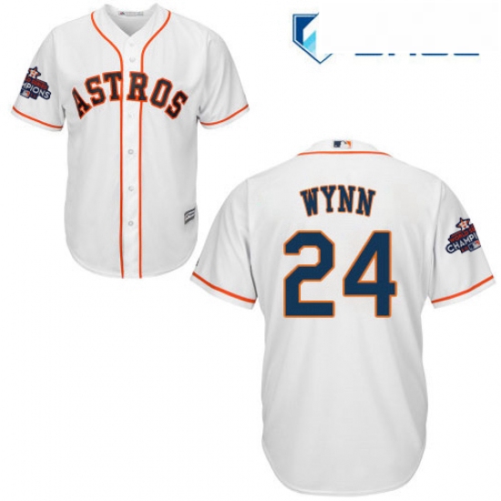 Youth Majestic Houston Astros 24 Jimmy Wynn Authentic White Home 2017 World Series Champions Cool Ba