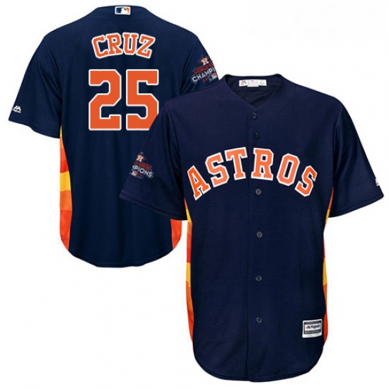 Youth Majestic Houston Astros 25 Jose Cruz Jr Replica Navy Blue Alternate 2017 World Series Champion