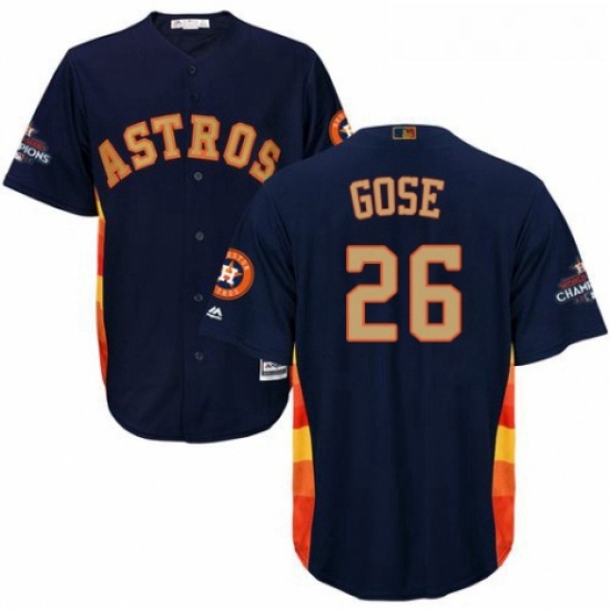 Youth Majestic Houston Astros 26 Anthony Gose Authentic Navy Blue Alternate 2018 Gold Program Cool B