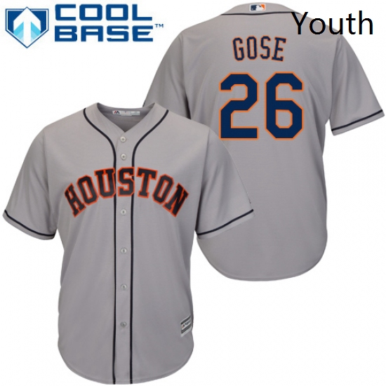 Youth Majestic Houston Astros 26 Anthony Gose Replica Grey Road Cool Base MLB Jersey