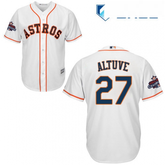 Youth Majestic Houston Astros 27 Jose Altuve Replica White Home 2017 World Series Champions Cool Bas