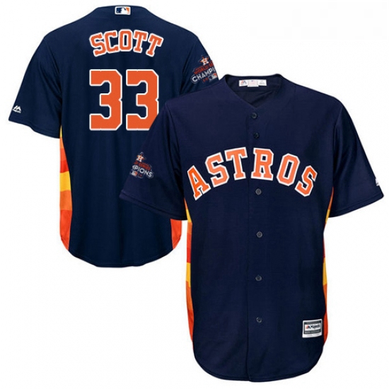 Youth Majestic Houston Astros 33 Mike Scott Authentic Navy Blue Alternate 2017 World Series Champion