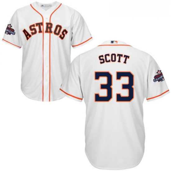 Youth Majestic Houston Astros 33 Mike Scott Authentic White Home 2017 World Series Champions Cool Ba