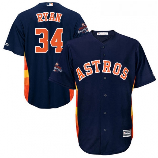 Youth Majestic Houston Astros 34 Nolan Ryan Authentic Navy Blue Alternate 2017 World Series Champion