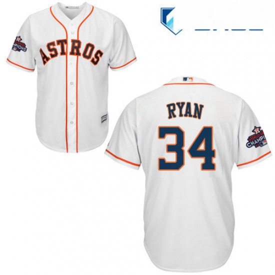 Youth Majestic Houston Astros 34 Nolan Ryan Authentic White Home 2017 World Series Champions Cool Ba