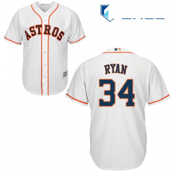 Youth Majestic Houston Astros 34 Nolan Ryan Authentic White Home Cool Base MLB Jersey