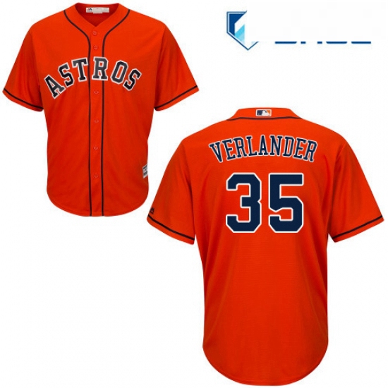 Youth Majestic Houston Astros 35 Justin Verlander Authentic Orange Alternate Cool Base MLB Jersey