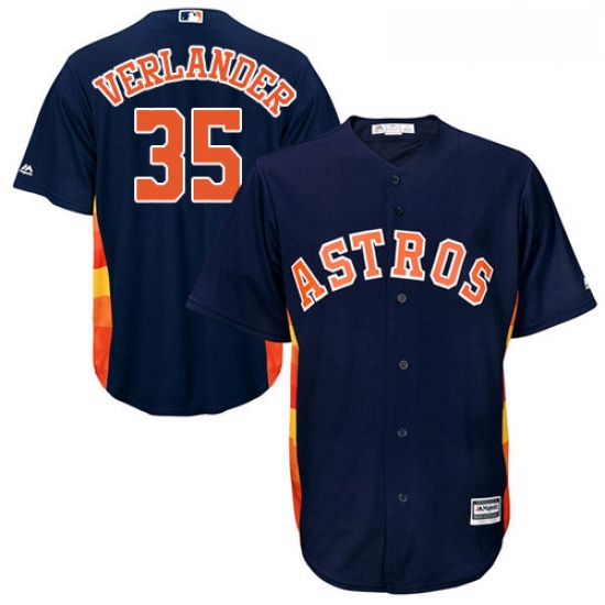 Youth Majestic Houston Astros 35 Justin Verlander Replica Navy Blue Alternate Cool Base MLB Jersey