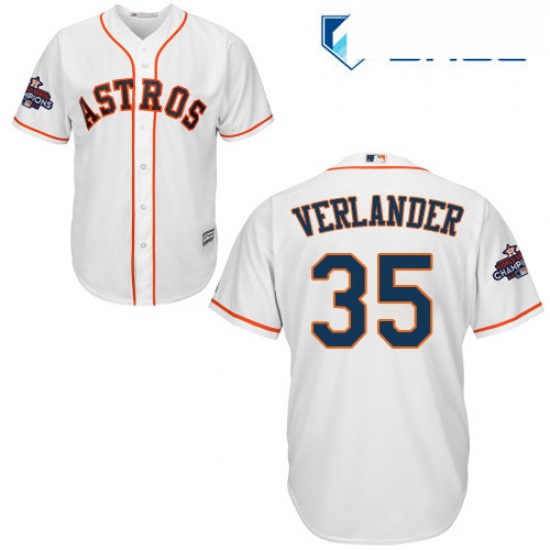 Youth Majestic Houston Astros 35 Justin Verlander Replica White Home 2017 World Series Champions Coo