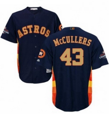 Youth Majestic Houston Astros 43 Lance McCullers Authentic Navy Blue Alternate 2018 Gold Program Coo