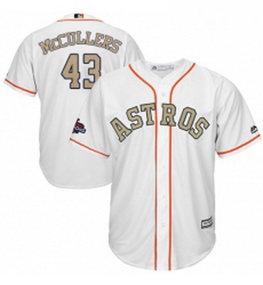 Youth Majestic Houston Astros 43 Lance McCullers Authentic White 2018 Gold Program Cool Base MLB Jer