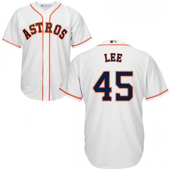 Youth Majestic Houston Astros 45 Carlos Lee Replica White Home Cool Base MLB Jersey