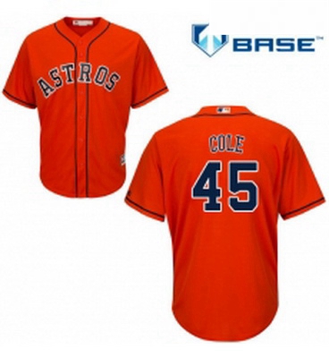 Youth Majestic Houston Astros 45 Gerrit Cole Authentic Orange Alternate Cool Base MLB Jersey