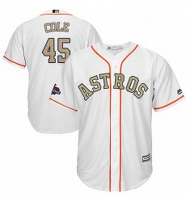 Youth Majestic Houston Astros 45 Gerrit Cole Authentic White 2018 Gold Program Cool Base MLB Jersey