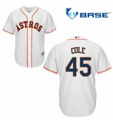 Youth Majestic Houston Astros 45 Gerrit Cole Authentic White Home Cool Base MLB Jersey