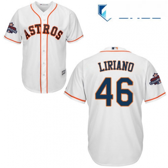 Youth Majestic Houston Astros 46 Francisco Liriano Authentic White Home 2017 World Series Champions 