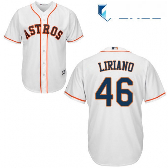 Youth Majestic Houston Astros 46 Francisco Liriano Authentic White Home Cool Base MLB Jersey