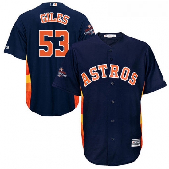 Youth Majestic Houston Astros 53 Ken Giles Authentic Navy Blue Alternate 2017 World Series Champions