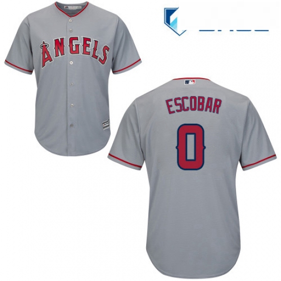 Youth Majestic Los Angeles Angels of Anaheim 0 Yunel Escobar Authentic Grey Road Cool Base MLB Jerse