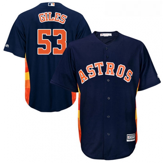 Youth Majestic Houston Astros 53 Ken Giles Authentic Navy Blue Alternate Cool Base MLB Jersey