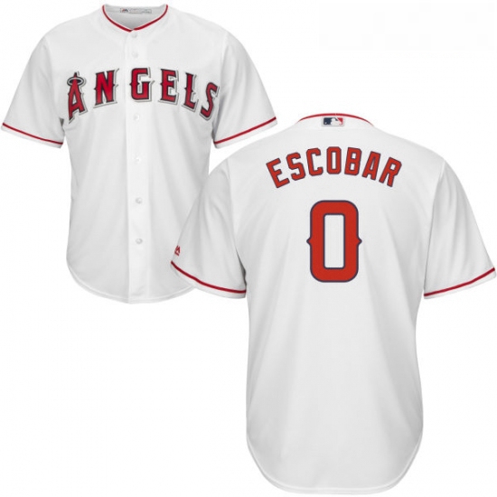 Youth Majestic Los Angeles Angels of Anaheim 0 Yunel Escobar Authentic White Home Cool Base MLB Jers