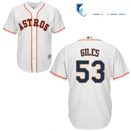 Youth Majestic Houston Astros 53 Ken Giles Authentic White Home Cool Base MLB Jersey