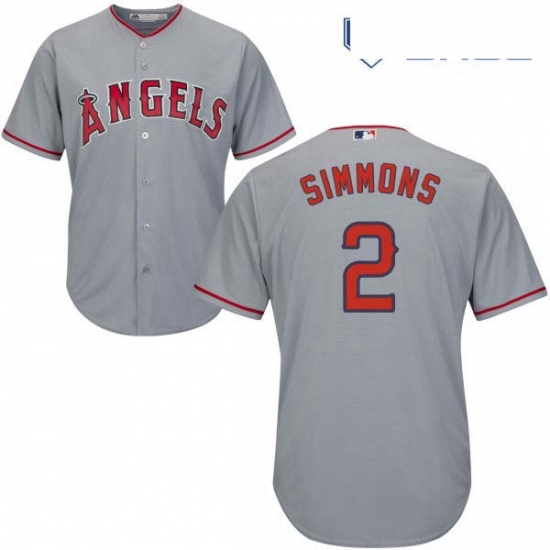 Youth Majestic Los Angeles Angels of Anaheim 2 Andrelton Simmons Authentic Grey Road Cool Base MLB J