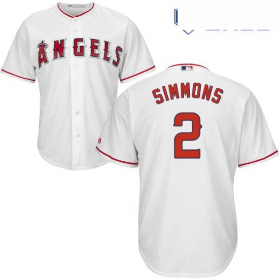 Youth Majestic Los Angeles Angels of Anaheim 2 Andrelton Simmons Authentic White Home Cool Base MLB 