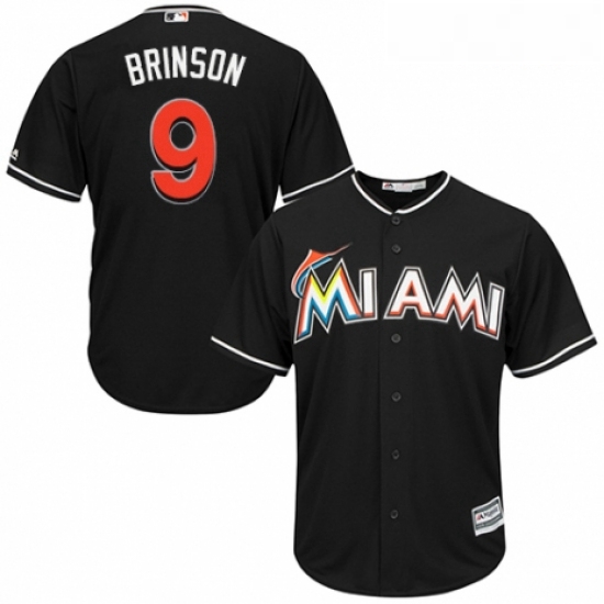 Youth Majestic Miami Marlins 9 Lewis Brinson Replica Black Alternate 2 Cool Base MLB Jersey