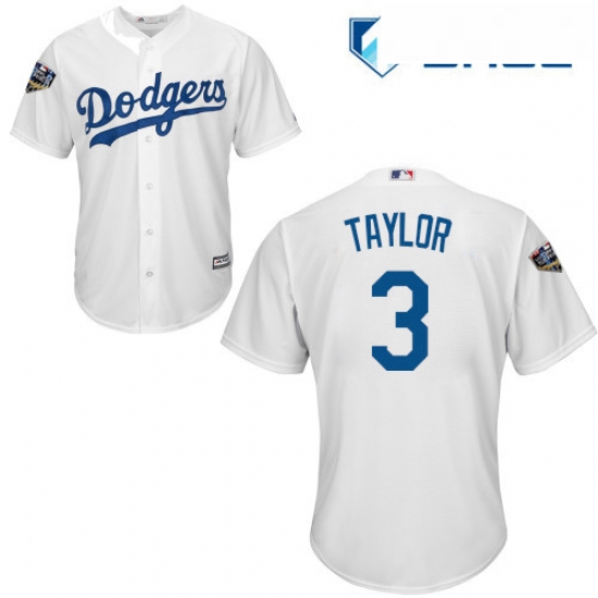 Youth Majestic Los Angeles Dodgers 3 Chris Taylor Authentic White Home Cool Base 2018 World Series M