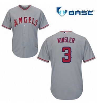 Youth Majestic Los Angeles Angels of Anaheim 3 Ian Kinsler Authentic Grey Road Cool Base MLB Jersey