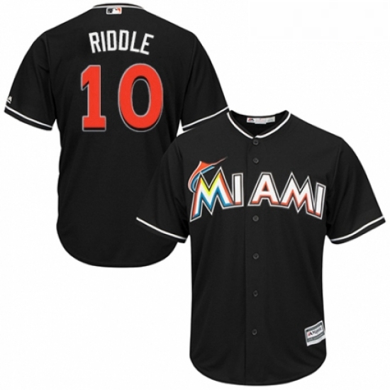 Youth Majestic Miami Marlins 10 JT Riddle Authentic Black Alternate 2 Cool Base MLB Jersey