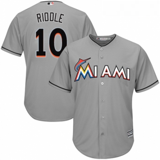 Youth Majestic Miami Marlins 10 JT Riddle Authentic Grey Road Cool Base MLB Jersey